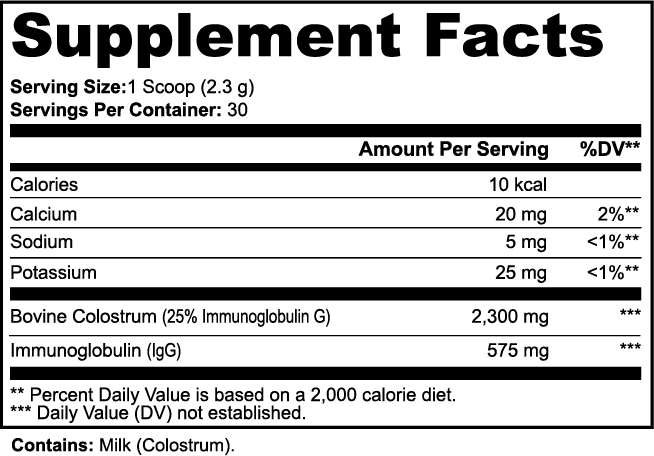 Colostrum Powder, Vegetarian Non-GMO